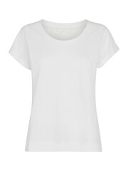 Whistles White Scoop Neck Wilma 100% Cotton T-Shirt - Image 4 of 4