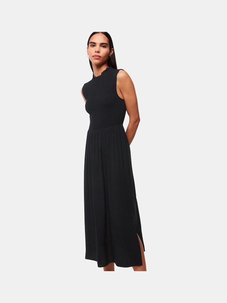 Whistles Black Shirred Bodice Heidi Dress - Image 1 of 4