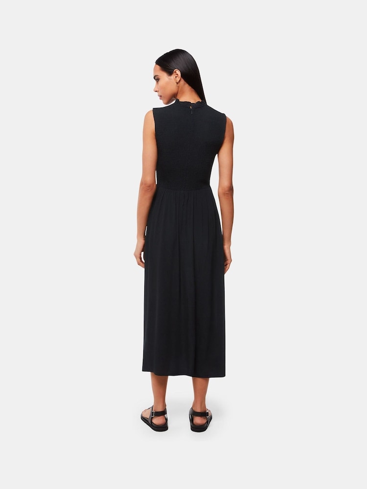 Whistles Black Shirred Bodice Heidi Dress - Image 2 of 4