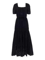 Whistles Broderie Poplin Trapeze Black Dress - Image 3 of 3