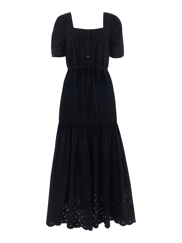 Whistles Broderie Poplin Trapeze Black Dress - Image 3 of 3