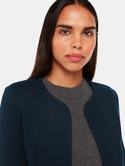 Whistles Blue 100% Cotton Collarless Jersey Jacket - Image 3 of 5