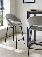 Fine Chenille Mid Grey Hewitt Bar Stool - Image 1 of 8