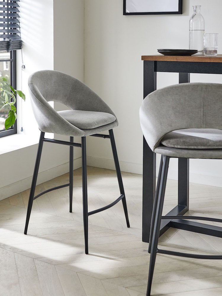 Fine Chenille Mid Grey Hewitt Bar Stool - Image 1 of 8