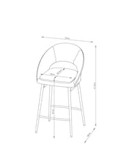 Fine Chenille Mid Grey Hewitt Bar Stool - Image 8 of 8