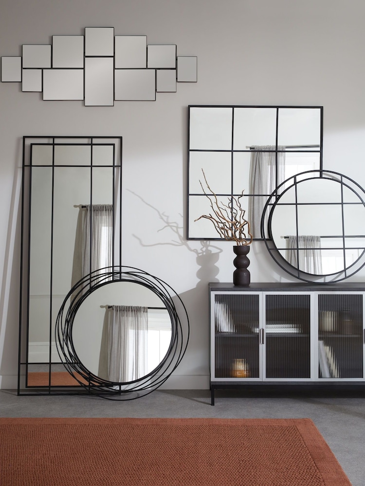 Black Abstract Statement Wall Mirror - Image 2 of 5