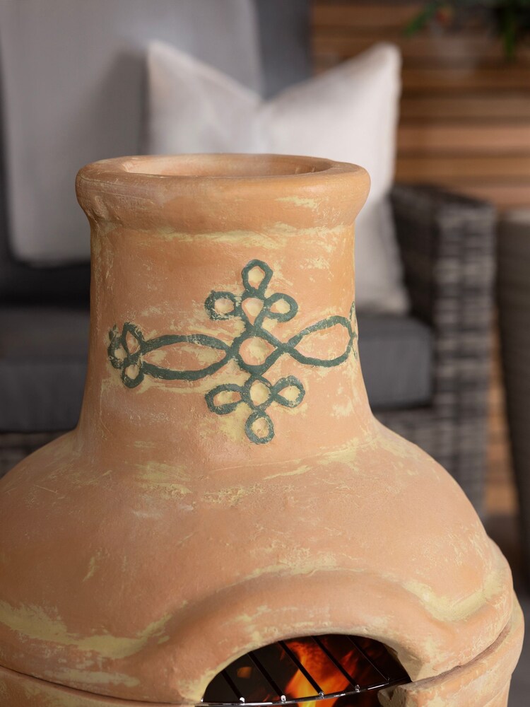 Charles Bentley Terracotta Small Terracotta Clay Chimenea With BBQ Grill - Image 2 of 3