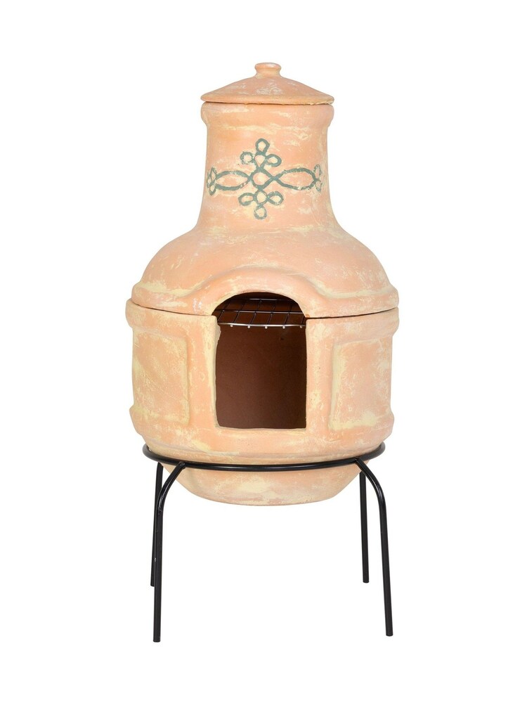 Charles Bentley Terracotta Small Terracotta Clay Chimenea With BBQ Grill - Image 3 of 3