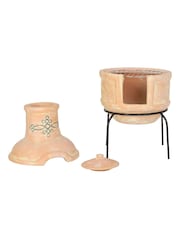 Charles Bentley Terracotta Small Terracotta Clay Chimenea With BBQ Grill - Image 4 of 6