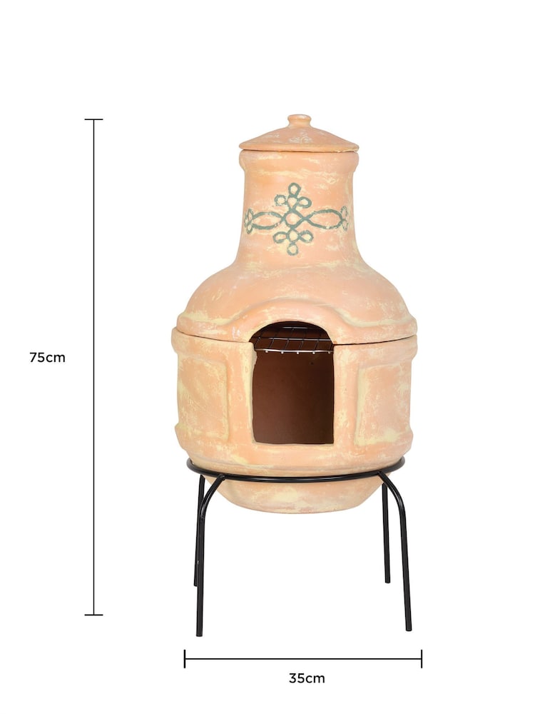 Charles Bentley Terracotta Small Terracotta Clay Chimenea With BBQ Grill - Image 6 of 6 Charles Bentley Terracotta Small Terracotta Clay Chimenea With BBQ Grill - Image 6 of 6