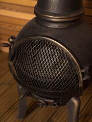 Charles Bentley Black Garden Open Bowl Mesh Cast Iron Steel Chiminea - Image 2 of 6