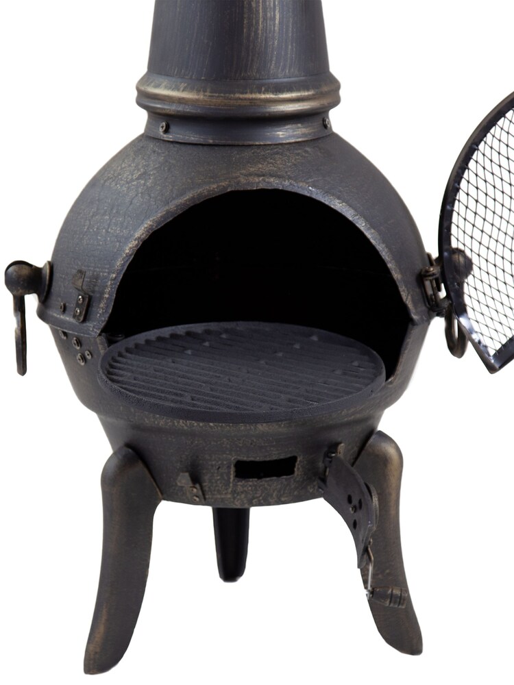 Charles Bentley Black Garden Open Bowl Mesh Cast Iron Steel Chiminea - Image 6 of 6