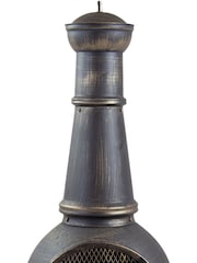 Charles Bentley Black Garden Open Bowl Mesh Cast Iron Steel Chiminea - Image 7 of 8