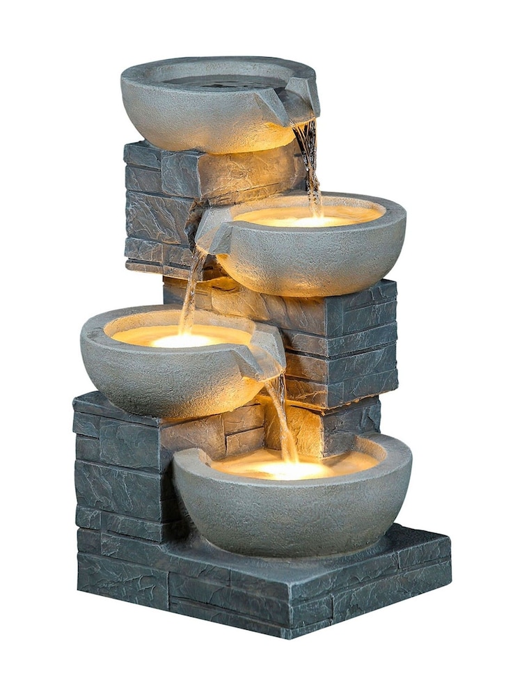 Charles Bentley Grey Garden 4 Tier Cascading Water Feature - Image 1 of 6
