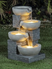 Charles Bentley Grey Garden 4 Tier Cascading Water Feature - Image 4 of 6