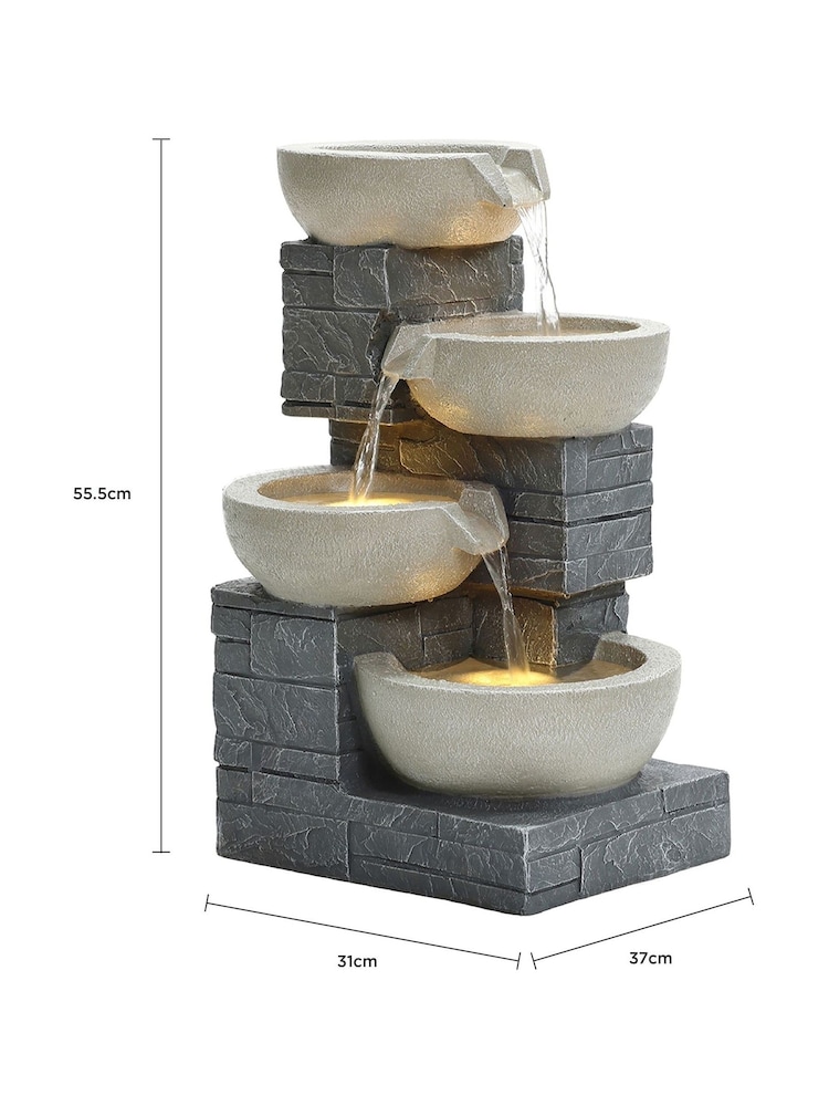 Charles Bentley Grey Garden 4 Tier Cascading Water Feature - Image 6 of 6