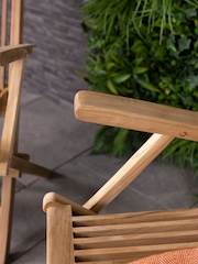 Charles Bentley Natural Pair of Folding Teak Garden Arm Chairs - Image 3 of 4
