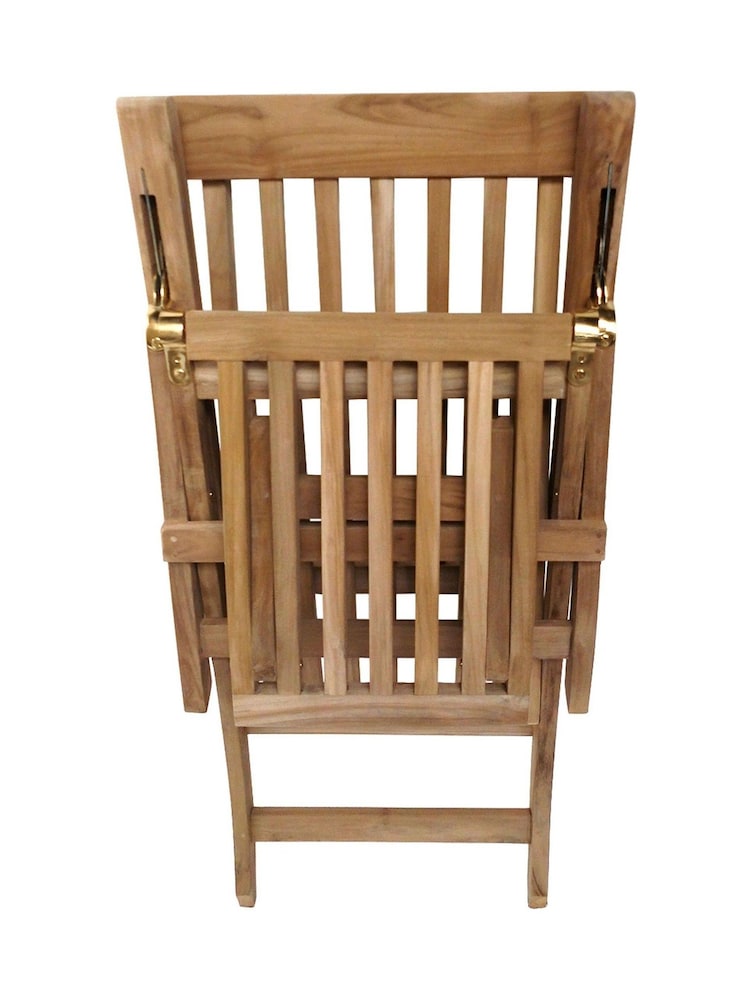 Charles Bentley Natural Garden Natural Outdoor Teak Steamer Chair Sun Lounger - Image 3 of 3