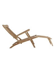 Charles Bentley Natural Garden Natural Outdoor Teak Steamer Chair Sun Lounger - Image 4 of 6