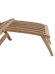 Charles Bentley Natural Garden Natural Outdoor Teak Steamer Chair Sun Lounger - Image 5 of 6