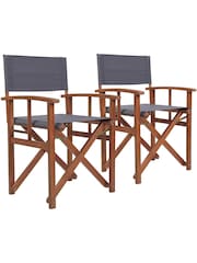 Charles Bentley Grey Garden Wooden Pair of Folding Directors Chair - Image 2 of 4