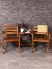 Charles Bentley Natural Outdoor Acacia Wooden Companion Seat - Image 1 of 4