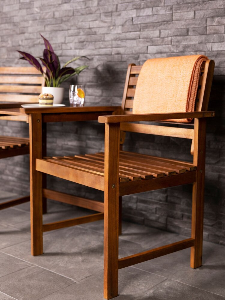 Charles Bentley Natural Outdoor Acacia Wooden Companion Seat - Image 2 of 4