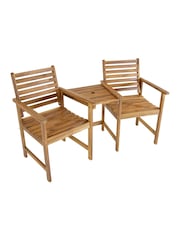 Charles Bentley Natural Outdoor Acacia Wooden Companion Seat - Image 3 of 4