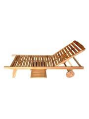 Charles Bentley Natural Outdoor Acacia Wooden Reclining Sun Lounger - Image 1 of 6