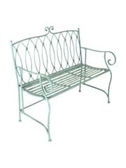 Charles Bentley Sage Green Decorative Garden Wrought Iron Bench - Image 2 of 5