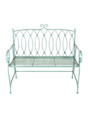Charles Bentley Sage Green Decorative Garden Wrought Iron Bench - Image 3 of 5