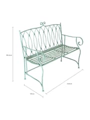 Charles Bentley Sage Green Decorative Garden Wrought Iron Bench - Image 4 of 5