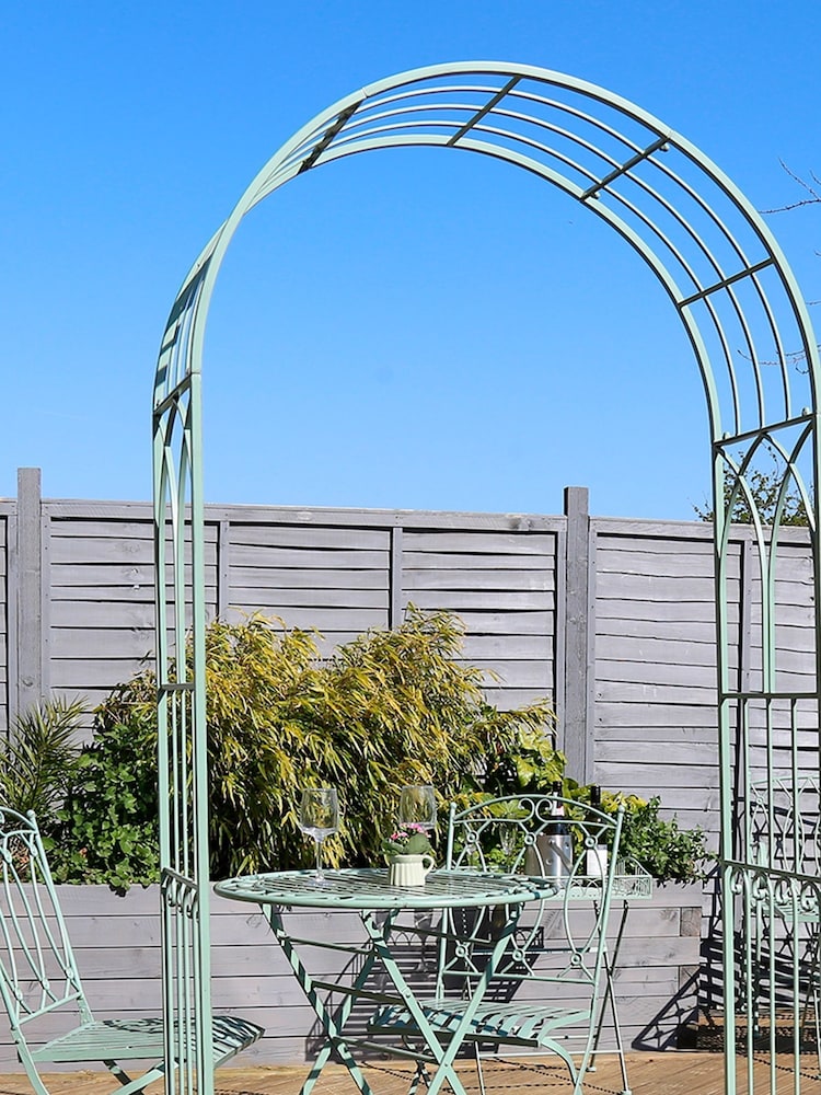 Charles Bentley Sage Green Garden Wrought Iron Arch - Image 1 of 2