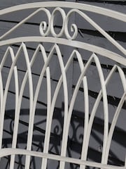 Charles Bentley Antique White Garden Wrought Iron Feminine Bench - Image 3 of 5
