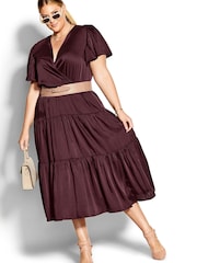 City Chic Red Tiered Sweetness Maxi Dress - Image 1 of 4