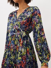 Phase Eight Fenella Blue Pleated Floral Halterneck Dress - Image 5 of 6