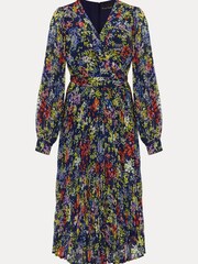 Phase Eight Fenella Blue Pleated Floral Halterneck Dress - Image 6 of 6