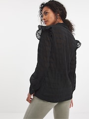 JD Williams Black Ruffle Shoulder Blouse - Image 2 of 4