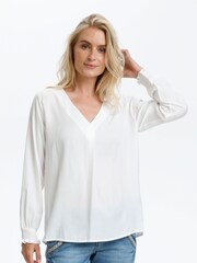 Cream Feng White V-Neck Blouse - Image 1 of 5