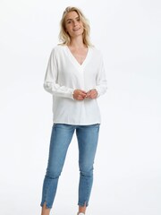 Cream Feng White V-Neck Blouse - Image 2 of 5