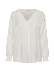 Cream Feng White V-Neck Blouse - Image 4 of 5