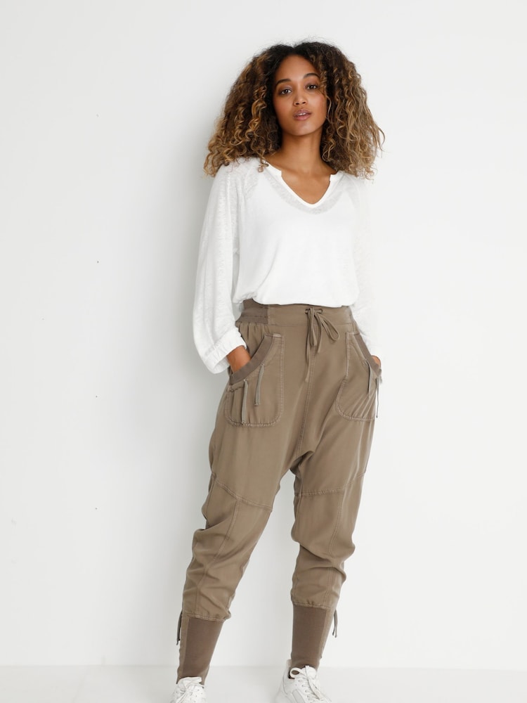 Cream Nanna Tie Waist Cargo Trousers - Image 1 of 7 Cream Nanna Tie Waist Cargo Trousers - Image 1 of 7