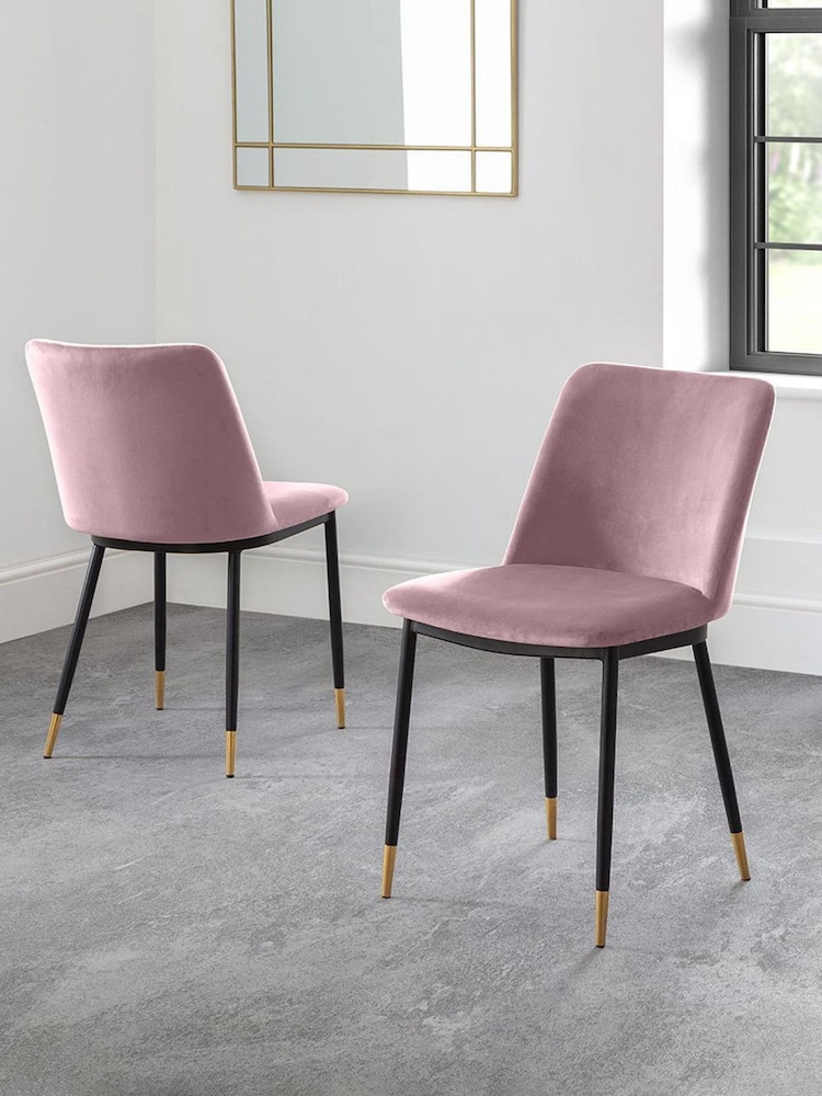 Julian Bowen Set of 2 Dusky Pink Delaunay Dining Chairs - Image 1 of 4