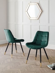 Julian Bowen Set of 2 Green Hadid Dining Chairs - Image 1 of 4