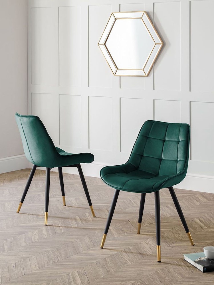 Julian Bowen Set of 2 Green Hadid Dining Chairs - Image 1 of 4