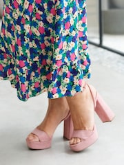 Myleene Klass V-Neck Pink Floral Midi Tea Dress - Image 7 of 7