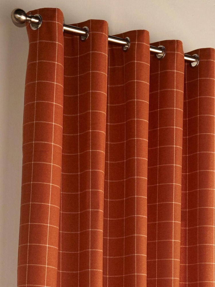 furn. Ellis Windowpane Check Eyelet Curtains Eyelet Curtains - Image 2 of 4