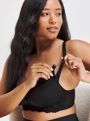 Figleaves Ella Black Mesh Insert Non Wired Nursing Bra - Image 6 of 8