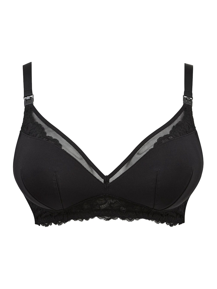 Figleaves Ella Black Mesh Insert Non Wired Nursing Bra - Image 8 of 8