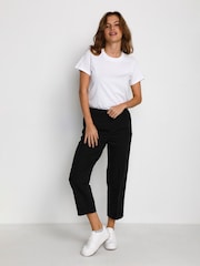 Kaffe Kasakura HW Cropped Relaxed Fit High Waist Length Regular Leg Trousers - Image 1 of 5